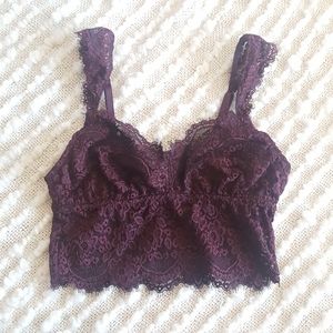 NWOT Aerie Burgundy Eyelash Lace Bralette